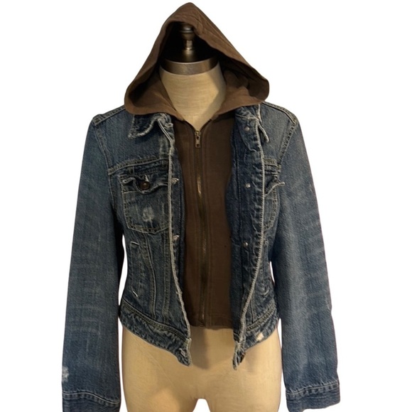 Start Jeans Jackets & Blazers - STAR JEANS DENIM COAT jacket with zip up hoodie distressed denim ladies…